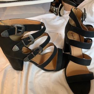 Black open toed heels